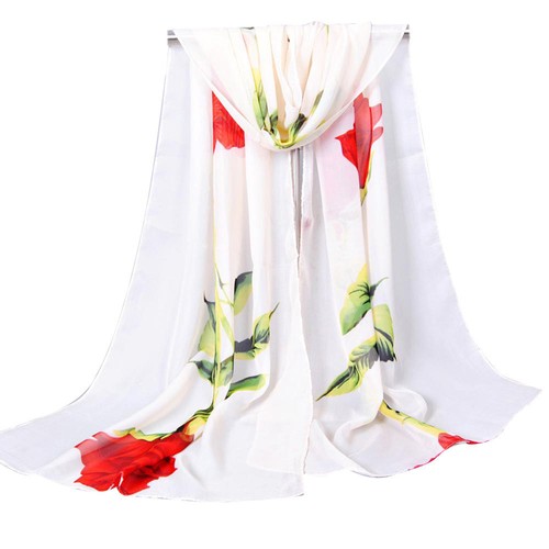 Fashion Rose Long Soft Wrap Ladies Shawl Chiffon Scarf - 第 4/14 張圖片