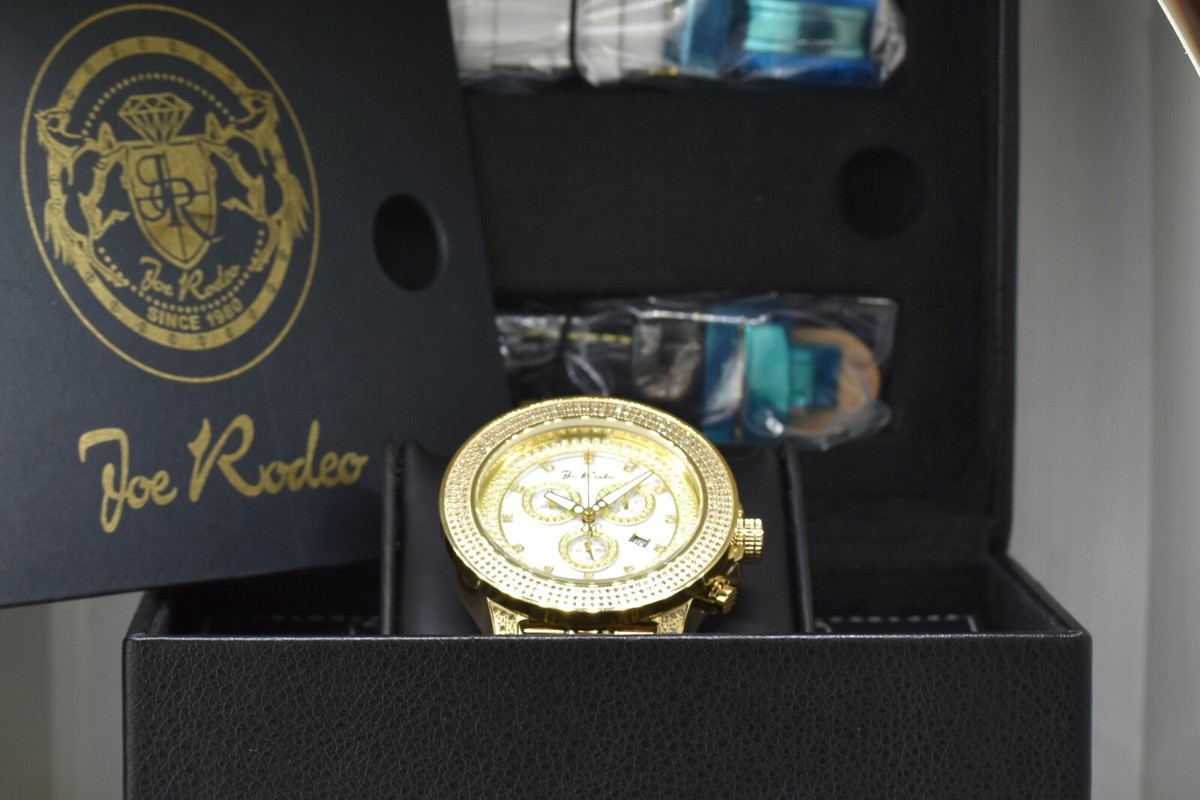 Authentic New Mens Joe Rodeo Pilot Gold JRPL3 Chronograph