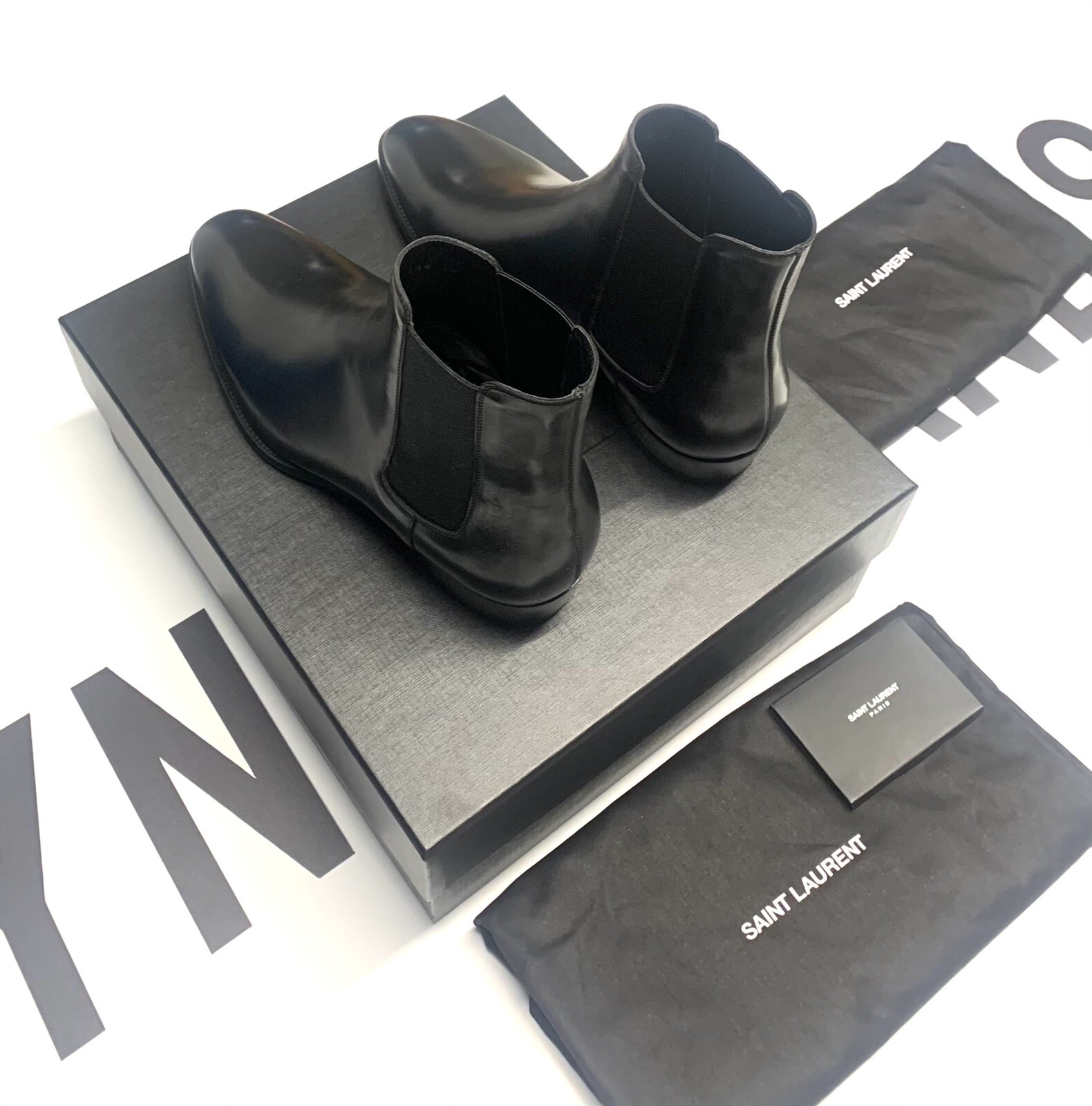 Stivali Chelsea Saint Laurent Wyatt in pelle nera taglia UK 9 EU 43 PREZZO AL PUBBLICO £ 900