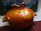 1970s Pacific Coast Orange Ram Casserole Dish Signed B. Welsh Stoneware Ceramic — photo 3