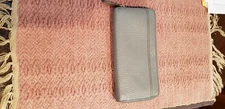 Gray Leather Zip-Around Clutch Wallet  Zipper EUC