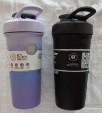 2 NEW Blender Bottle Strada 24OZ insulated Stainless Steel, in Black & Lavender
