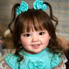 28in Reborn Baby Doll Cute Toddler Girl w/Hand-Rooted Hair Painted Finished Doll