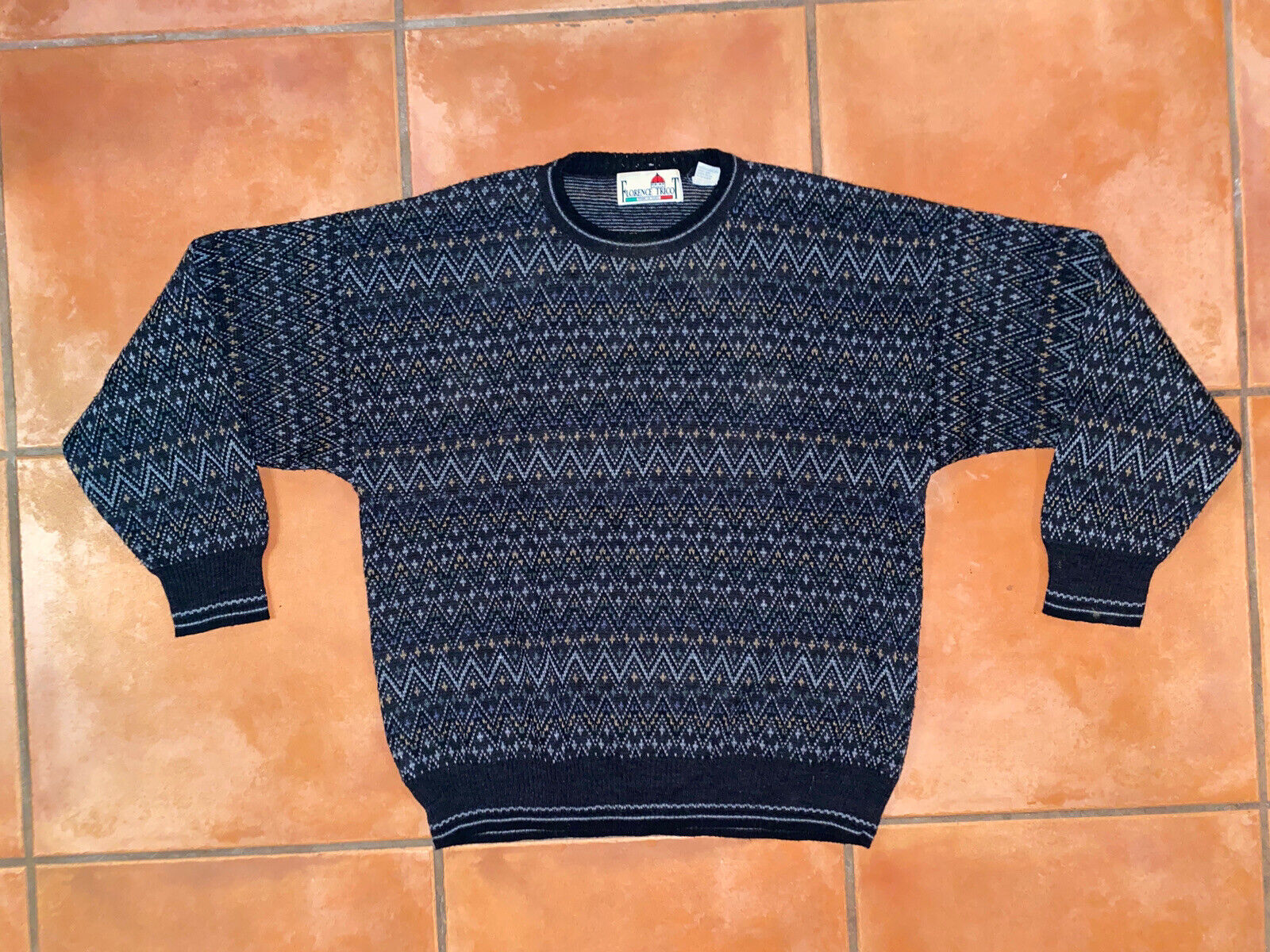 Men’s Vintage 90s Florence Tricot Sweater Size L Multicolored Made In Italy