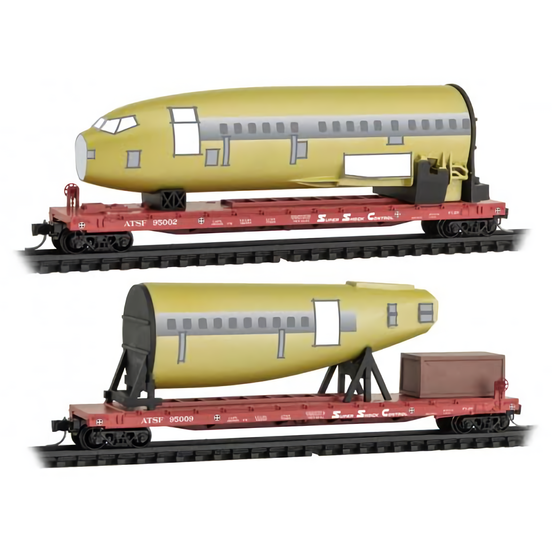 N Micro-Trains MTL 993 02 181 ATSF Flat Car #95002, #95009 w