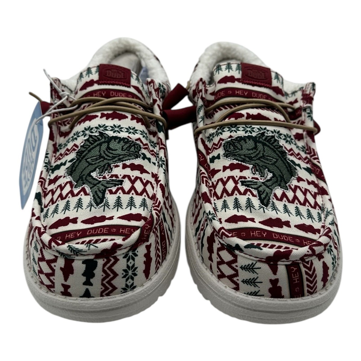 Hey Dude Wally Merry Fishmas Sweater Loafers Mens 12 Red  display picture 2