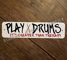 Letrero de metal PLAY TAMBORES más barato que terapia baterista batería percusión