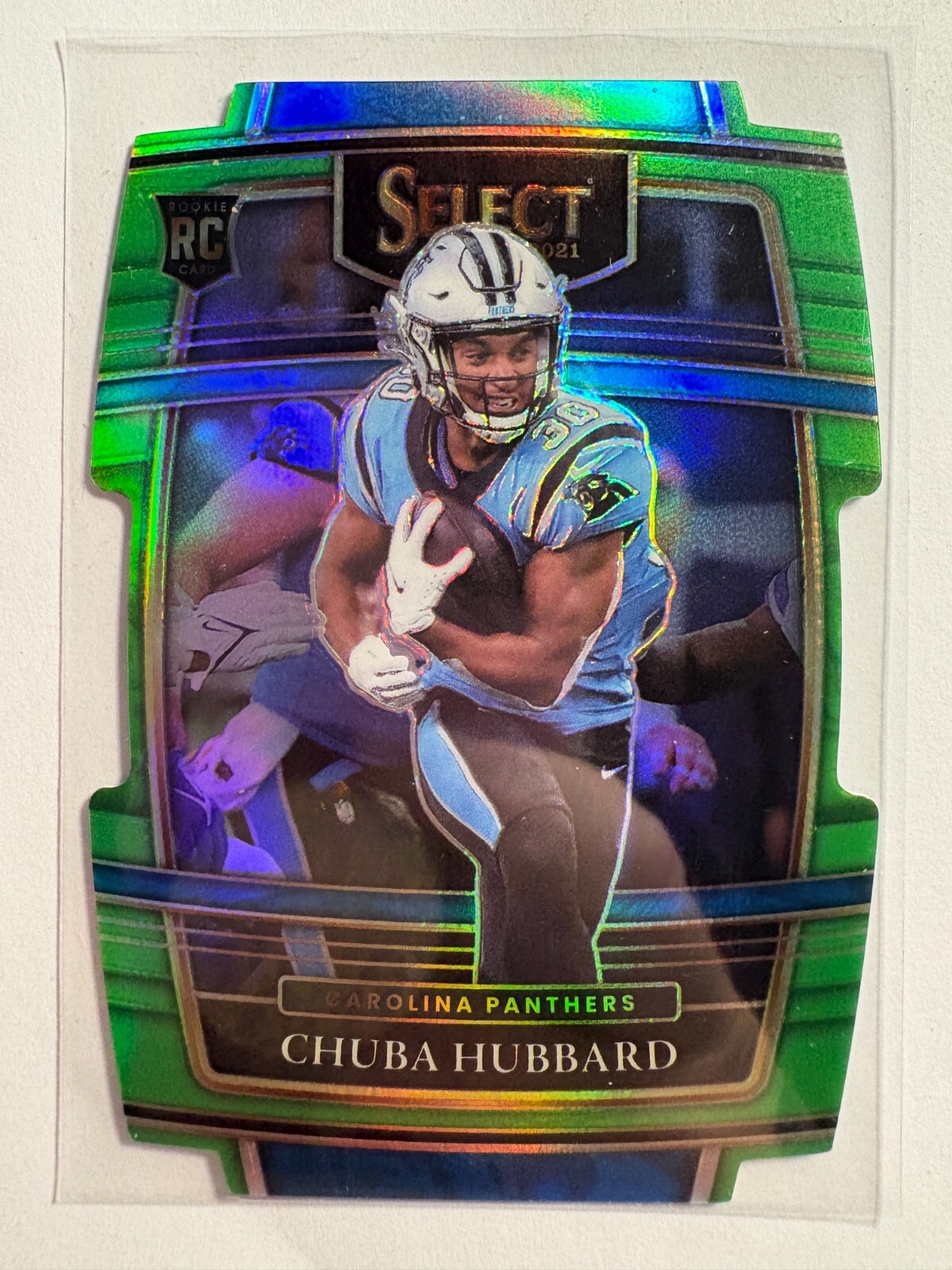 K324,797 - 2021 Select Prizm Neon Green Die Cut #76 Chuba Hubbard #/349