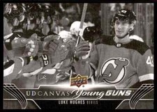 2023-24 UPPER DECK YOUNG GUNS UD CANVAS BLACK WHITE LUKE HUGHES ROOKIE NEW