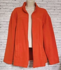 VTG Boutique Europa Womens Plus Size 1X Orange Fleece Zip Up Jacket Mock Neck 