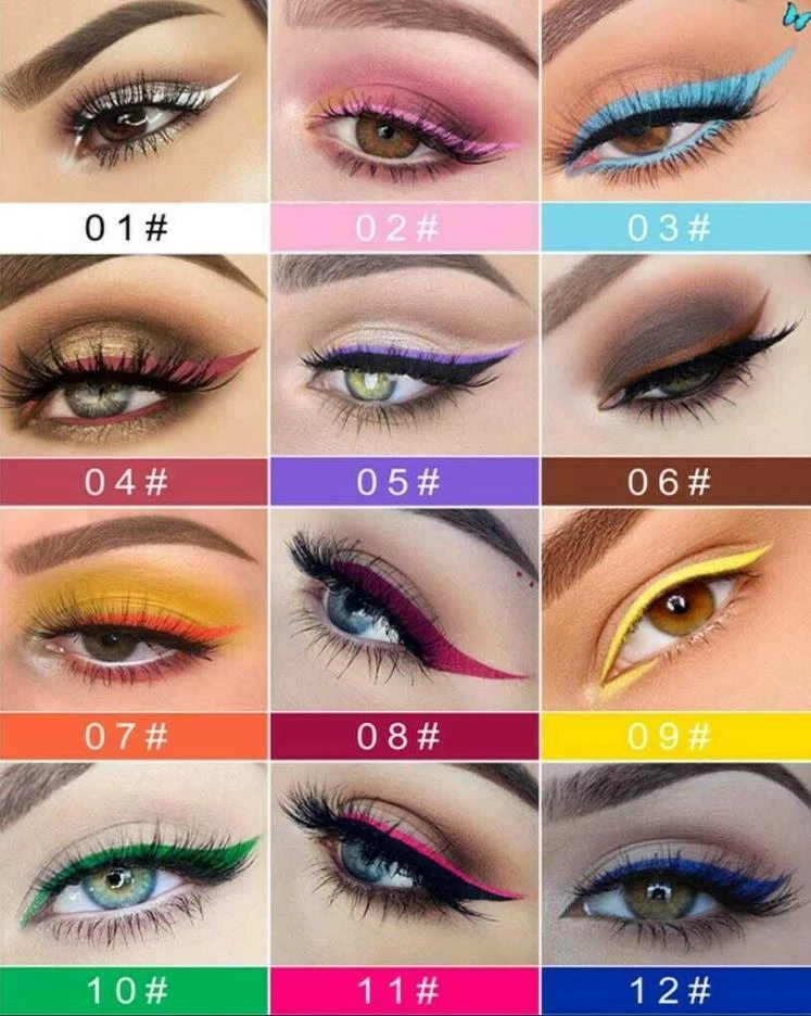 Cmaadu 12 Colors MATTE Waterproof Eyeshadow Liquid Eyeliner Makeup Metallic - Image 2 of 4