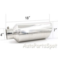 Stainless Steel Universal Exhaust Tip 4 Inlet - 7 Outlet - 18 Long For Truck