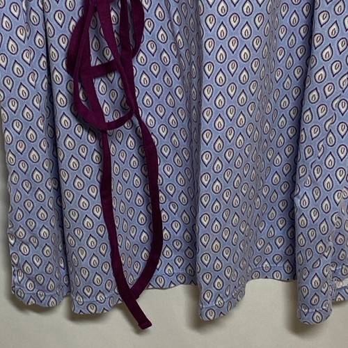 Calida Nightgown Short Cap Sleeve Belted Blue Wine Cotton/Modal Knee Length Sz L - Picture 4 of 13