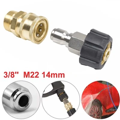ACELECTRONIC M22-14mm to 3/8" 1/4" Quick Release Connector Hose Adapter Pressure Washer UK