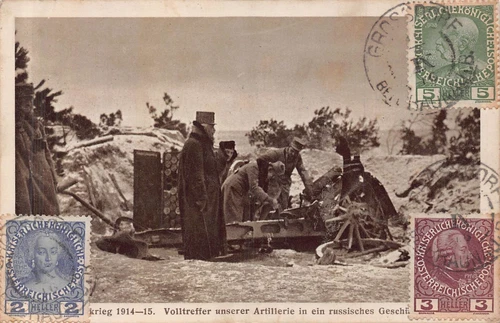Weltkrieg Volltreffer unserer Artillerie-Russisches Geschütz~WW1 PHOTO POSTCARD