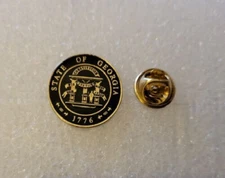 The State Of Georgia 1776 Seal Round Lapel Pin (BLACK)