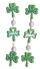 Funky SHAMROCKS TRIPLE CLOVER EARRINGS Irish St Patrick Lucky Charm Stud Jewelry