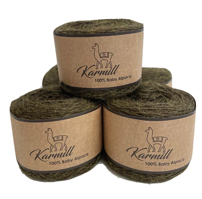 KARMILL 100% BABY ALPACA Alpaca Wool Skeins 100% Baby Alpaca Yarn Sport Weight Lot of 5 Capers C744