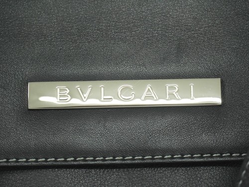 BVLGARI Leather Tote Handbag Black Silver - Picture 9 of 15