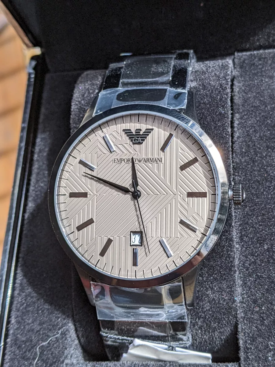 EMPORIO ARMANI Quartz AR11183 Beige Dial Men s Watch Genuine eBay