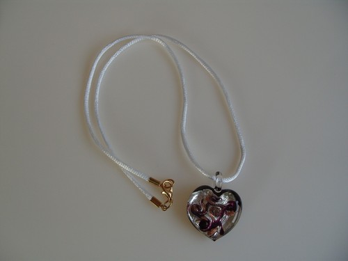 Colgante De Corazón De Vidrio Original De Murano Joyería Collar Nuevo - Imagen 6 de 9