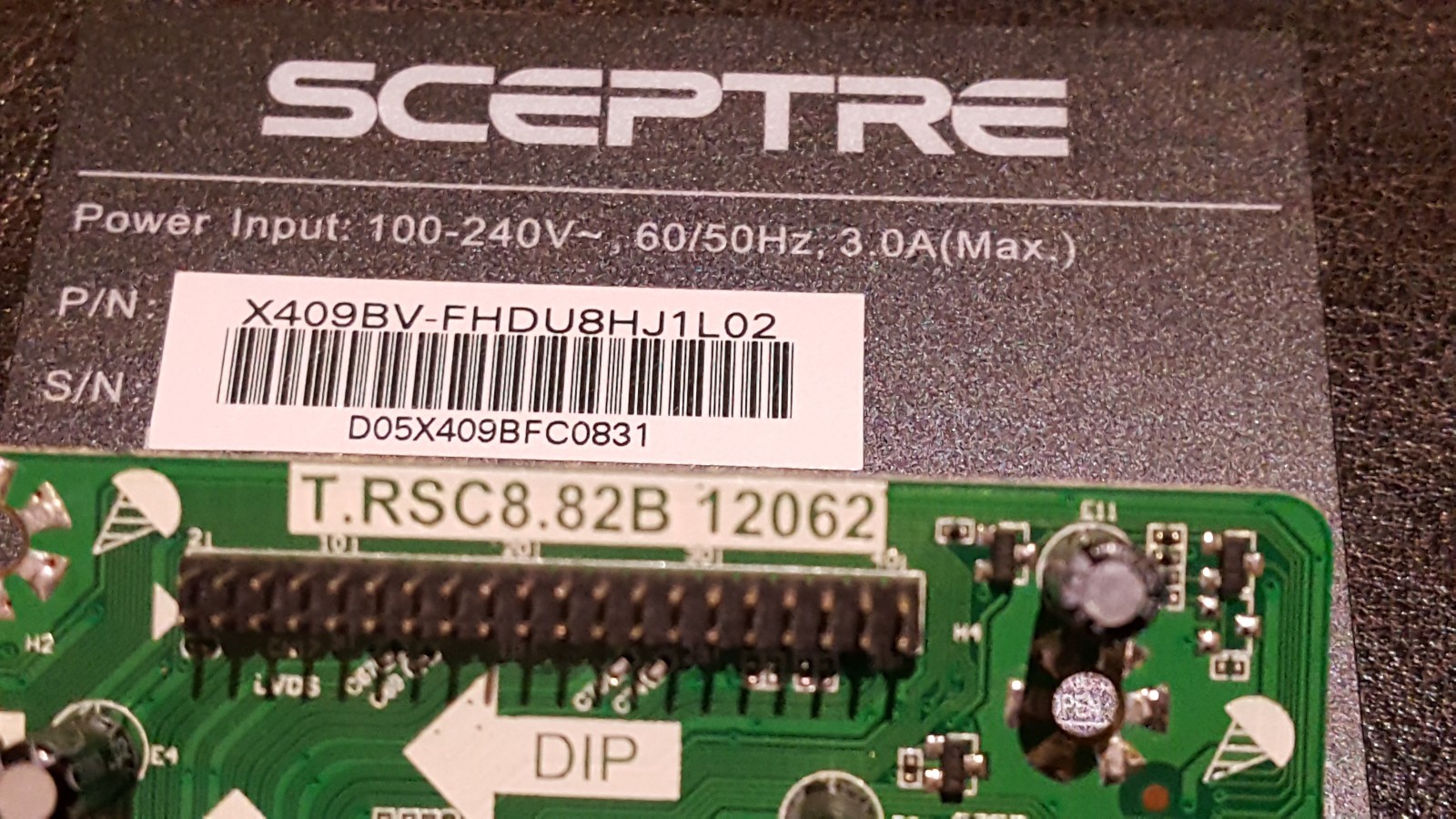 Sceptre X409BVFHD, T.RSC8.82B 12062 V390HJ1L02 Main Board 0583 1A1E2