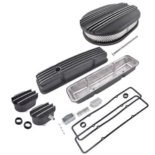 Valve Cover Air Breather 12" Half Finned Air Cleaner For 58-86 Chevy SBC 350 400