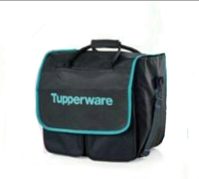 Tupperware Consultant Bag Large Tote - Black and Turquoise - NEW NEVER USED!!