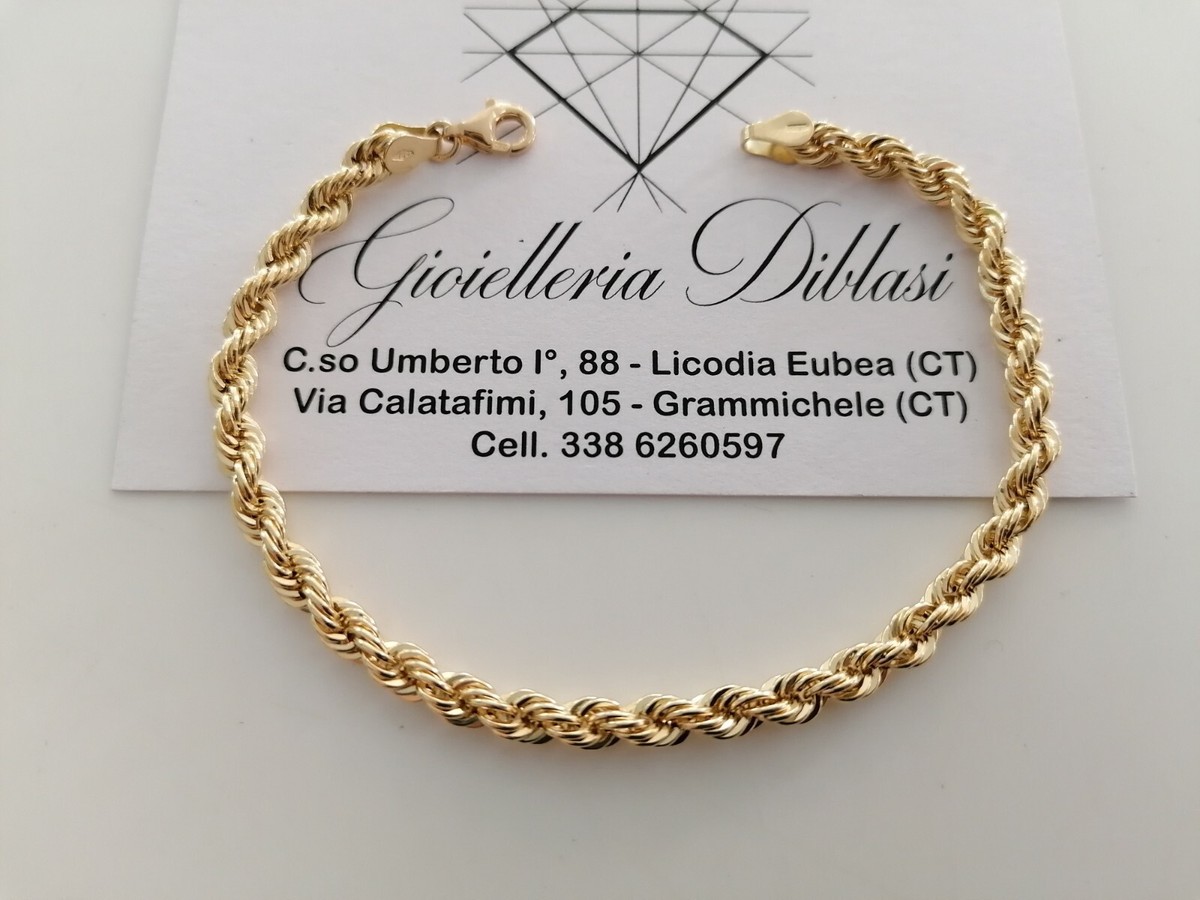14 K Giallo Oro 6 Mm Corda Catena Bracciale E Oro Giallo, Cod. UK-040S-8