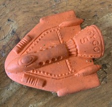 Vintage Rubber Toy DIENER ERASER Orange KRYGO 5 Space Raiders Ship