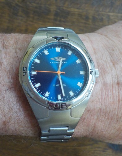 umbro mens watch, blue face, stainless steel