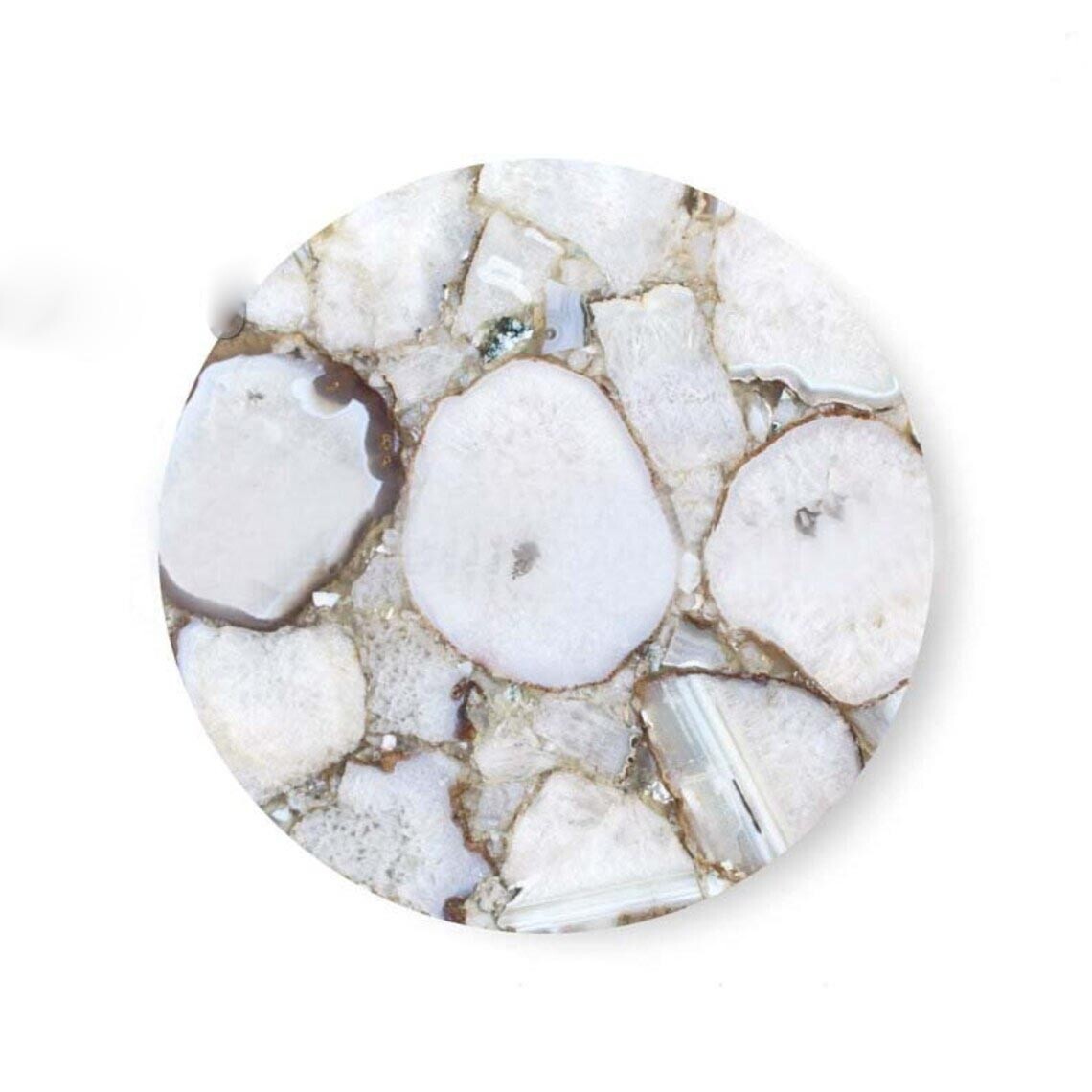 20x20 White Agate Coffee Table Handmade Bedside Sofa Side Table