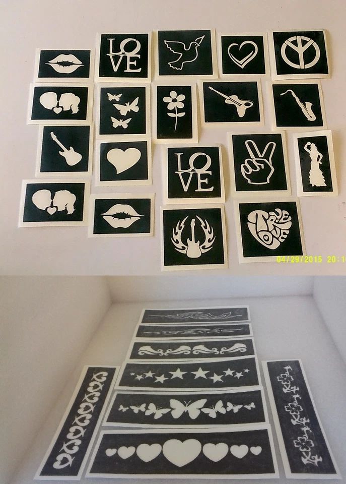 DAZZLE GLITTER TATTOOS 10 - 100 Festival Themen Schablone für Glitzer Tattoos Lesen IOW Glastonbury