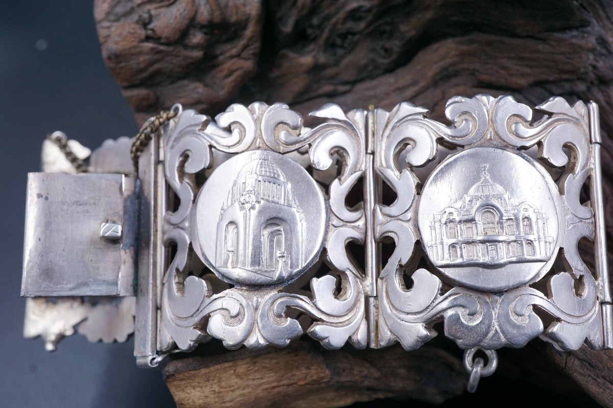 アクセサリー antique vintage old silver mexico indian 1940s PAT # 7149 MEXICO Sterling Silver 5 EMBLEMATIC MEXICO