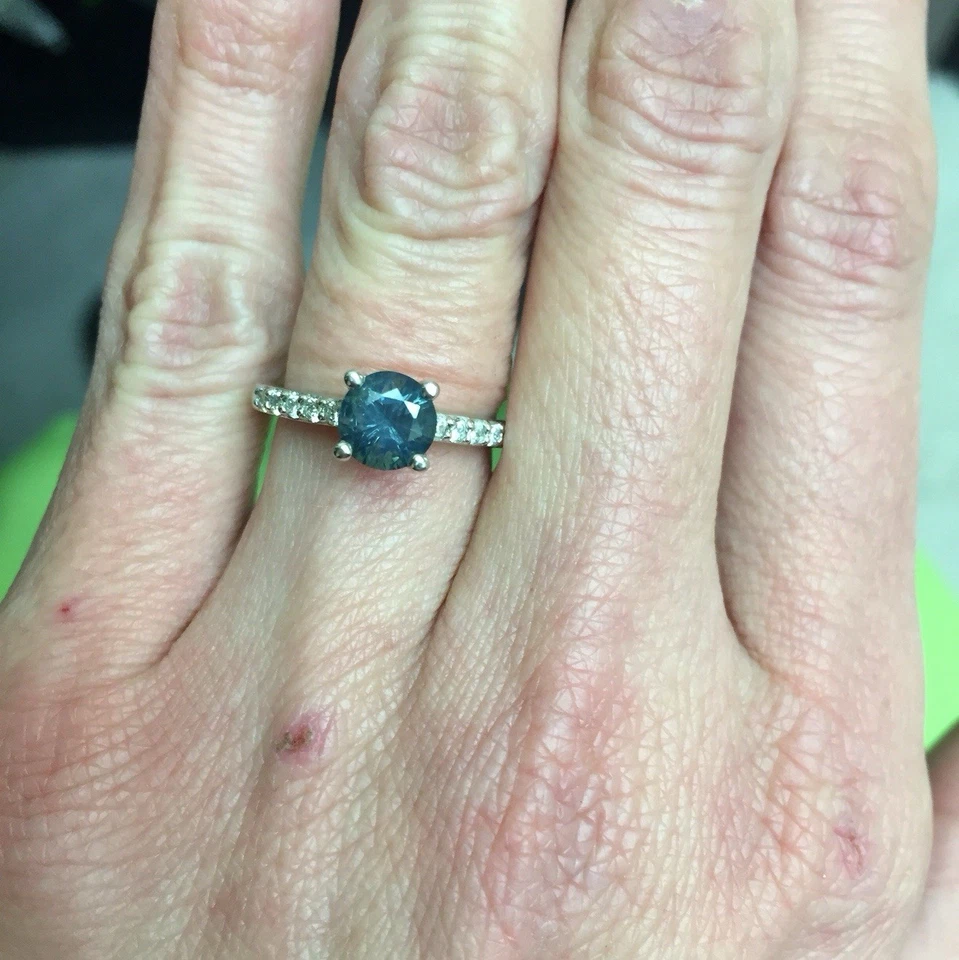 Montana Blue Sapphire Engagement Ring and Jacket 14K White — 第 2/3 张图片