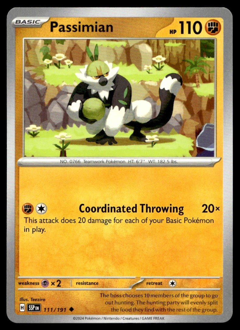 Passimian 111/191 Pokemon Card Surging Sparks Uncommon 110 HP Near Mint Z18