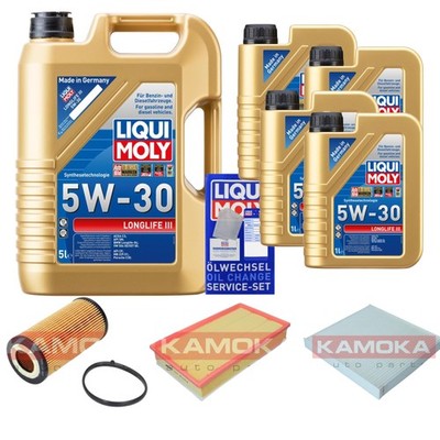 KAMOKA Inspektionspaket Liqui Moly Longlife 3 5W-30 9L für Audi A3 Sportback
