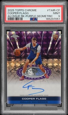 2025 TOPPS CHROME AUTO ISSUE ROOKIES PURPLE GEOMETRIC COOPER FLAGG 2/75 PSA 9