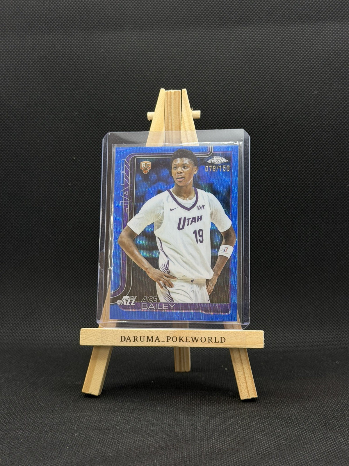 Ace Bailey (RC) 2025-26 Topps Chrome - Rookie Blue Wave /150 - Jazz #255