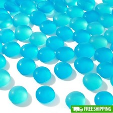 Light Blue Glass Marbles 1LB 80-100pcs Flat Beads Aquarium Decor DIY Crafts New