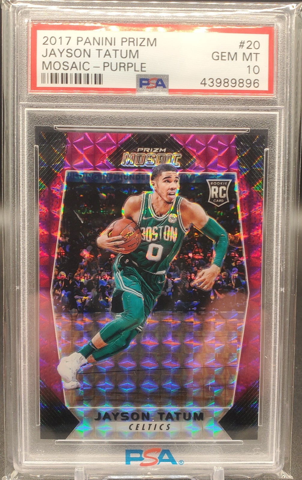 💥2017 Panini Mosaic Jayson Tatum Rookie PSA 10 Purple Prizm/99 SSP💎