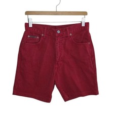 Vintage Calvin Klein Red High Rise 6.5" Inseam Denim Shorts Vtg Size 8