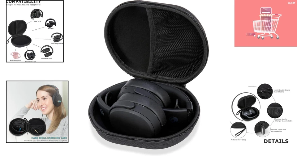 Estuche rígido ligero para auriculares - Se adapta a Beats, Skullcandy, Sony Foto 2 de 4