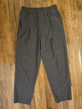 UNIQLO : C Gray Brown Pleated Tapered High Rise Elastic Waist Trousers Small