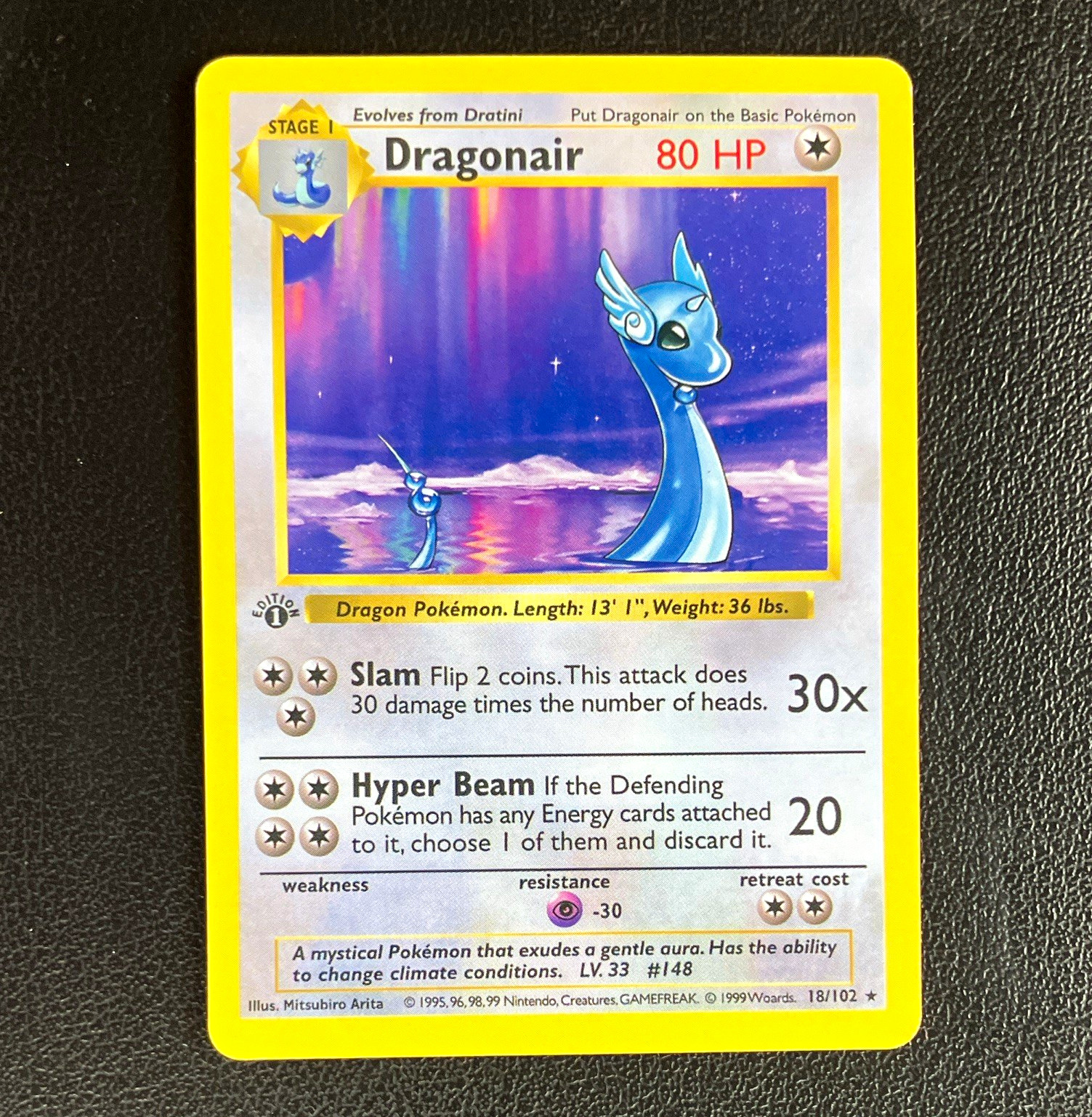 Dragonair 18/102 1st Edition Rare Pokemon TCG Card English 1999