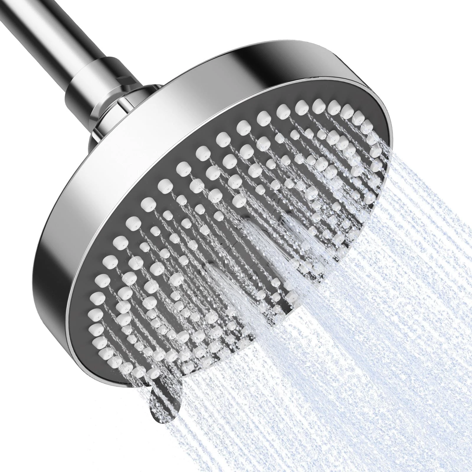 Rain Shower Head, 6 Modes 13cm(5 inch) Fixed Shower Head with Adjustable Metal