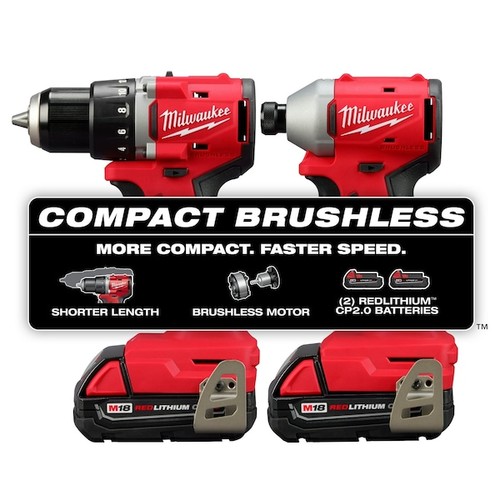 Milwaukee Tool 3692-22Ct M18 Compact Brushless 2-Tool Combo Kit, Cordless - Picture 10 of 10