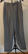 Vintage Lauren Ralph Lauren 100 Woolmark Gray Herringbone Pleated Trousers Sz 6