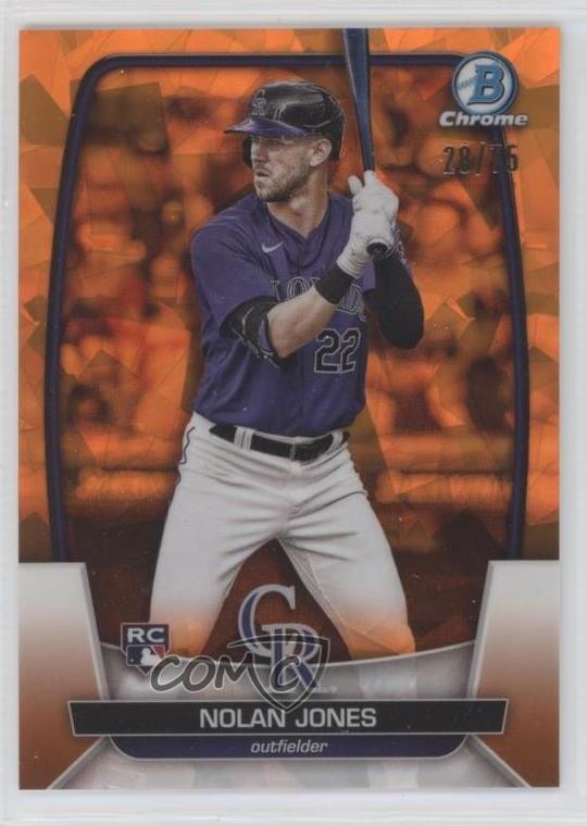 2023 Bowman Chrome Sapphire Edition Orange 28/75 Nolan Jones #4 Rookie RC 1b3