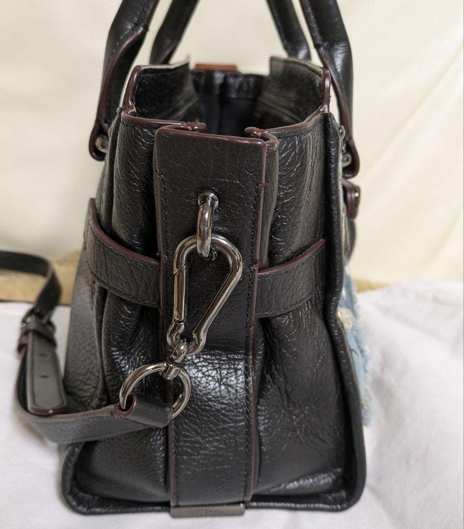 COACH Black Leather Denim Patchwork Shoulder Bag … - image 16